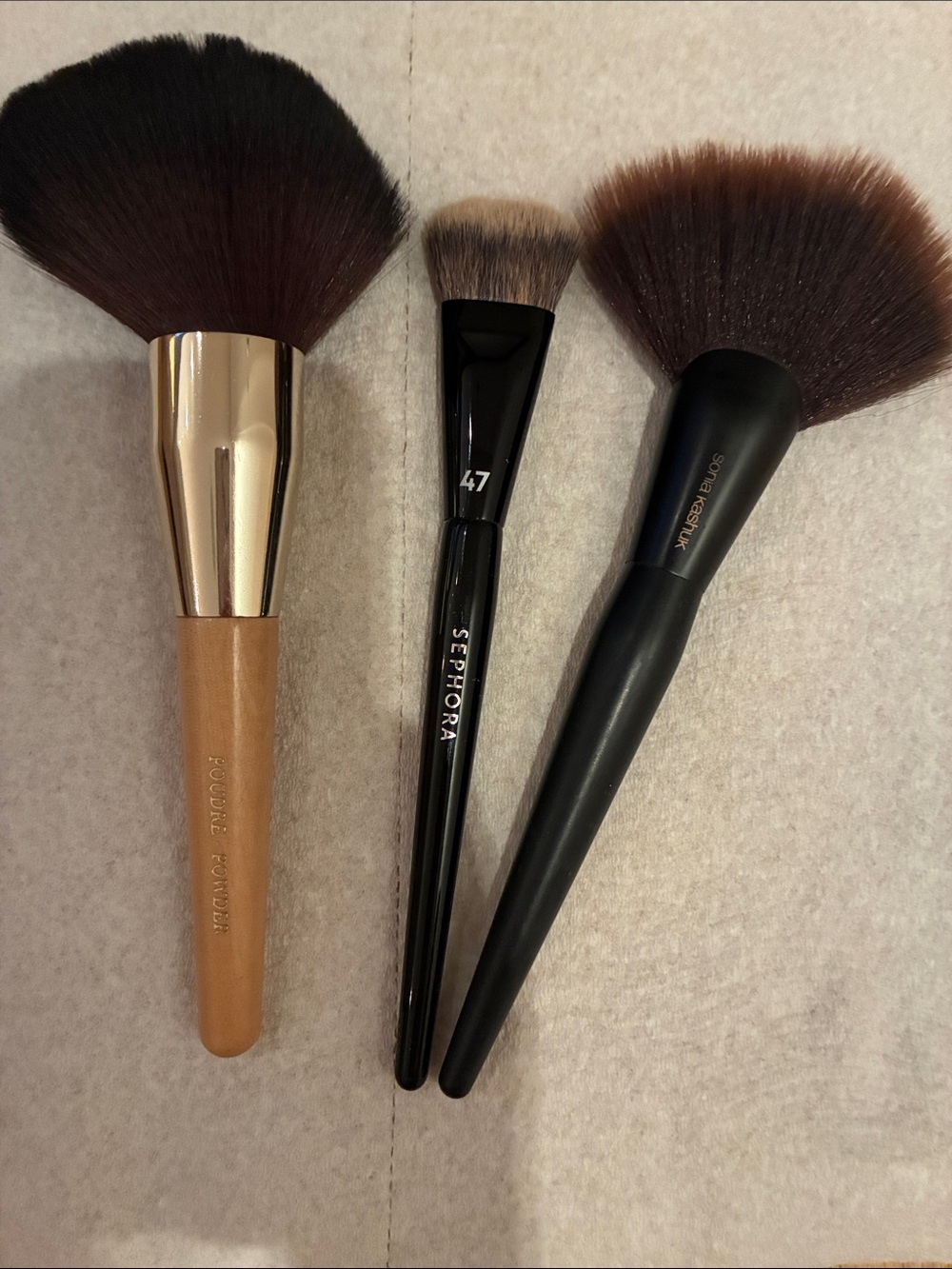 Sephora Foundation Brush + Sonia Kashuk Highlighter Brush + Large Powder Brush